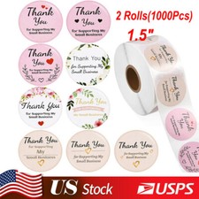 2Roll 1000Pc 1.5"Thank You Stickers Thank You for Supporting My Small Business