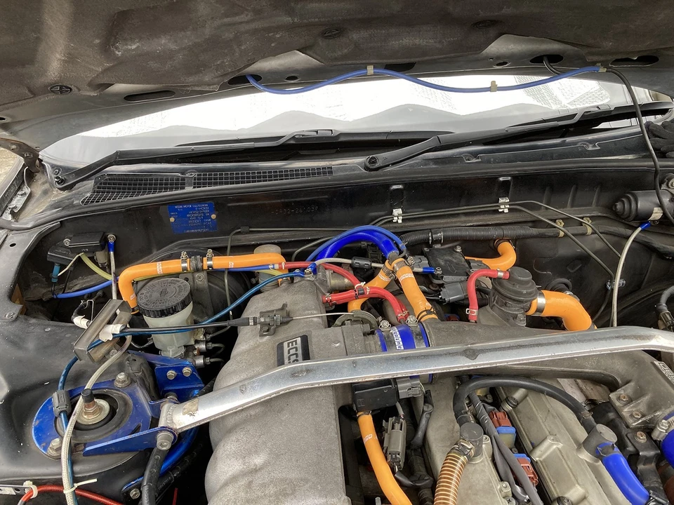 Silicone Full Ancillary Heater GREEN Hose +Clamp Set Fit Skyline R32 RB20DET GTS - Image 2 of 4