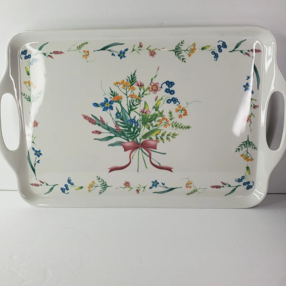 Bandeja de melamina con mango rectangular Corning Corelle My Garden 18" Foto 2 de 4