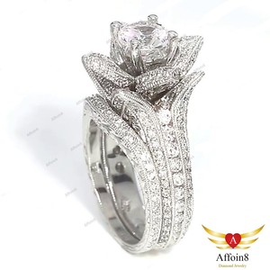 Round Cut Diamond Disney Princess Bridal Ring Set White Gold Over