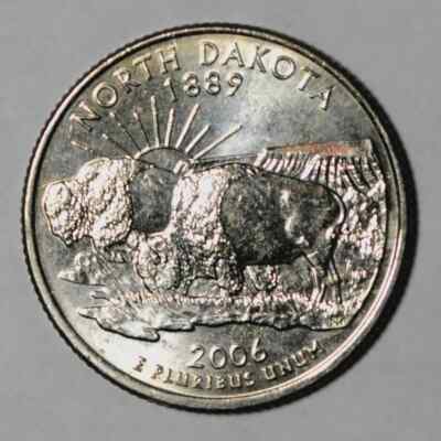 【新品未使用】2006年発行 ノースダコタ州Quarter 1 バンク•ロール 2006-D North Dakota Statehood Quarter * Brilliant