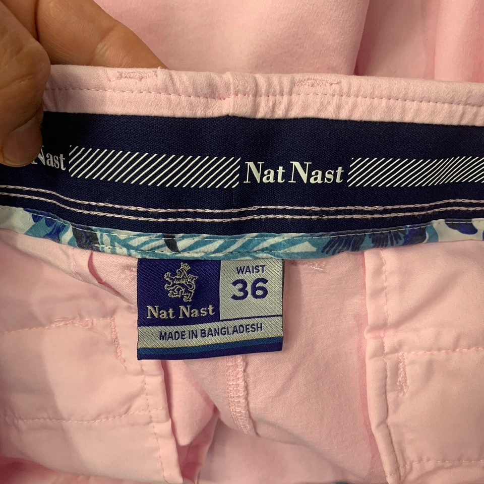 Nat Nast Men’s Size 36 Golf Shorts Pink Chino Flat Front Cotton Blend Stretch - Image 2 of 4