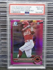 2022 Bowman Chrome Leonardo Balcazar Pink Fuchsia Vapor Refractor /199 PSA 8 SP