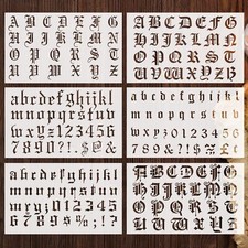 8 Pack Old English Stencils Letters Numbers Craft Templates for Writing Drawing