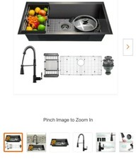 AKDY All-in-One Matte Black Finished Stainless Steel 32 in. x 18 in. Undermount