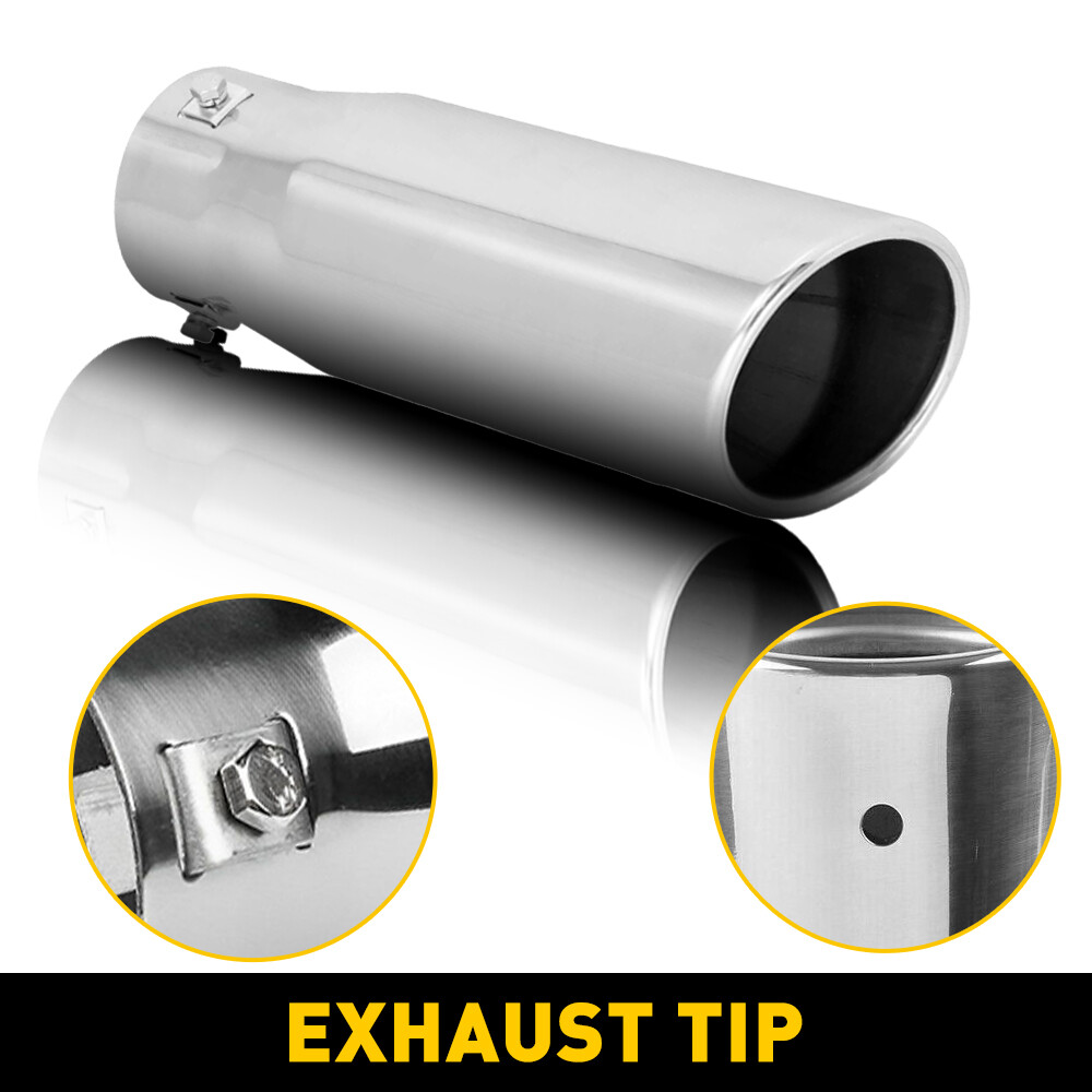 1.5-2.4 Inch Universal Silver Stainless Steel Exhaust Tip for Cars 8.5 Inch USA Made