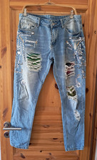 Auffällige Jeanshose unikat , Gr.L , demin