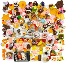 200 Piece Dollhouse Miniature Food Pretend Fast Food Toy Set Burger Fries Milk C
