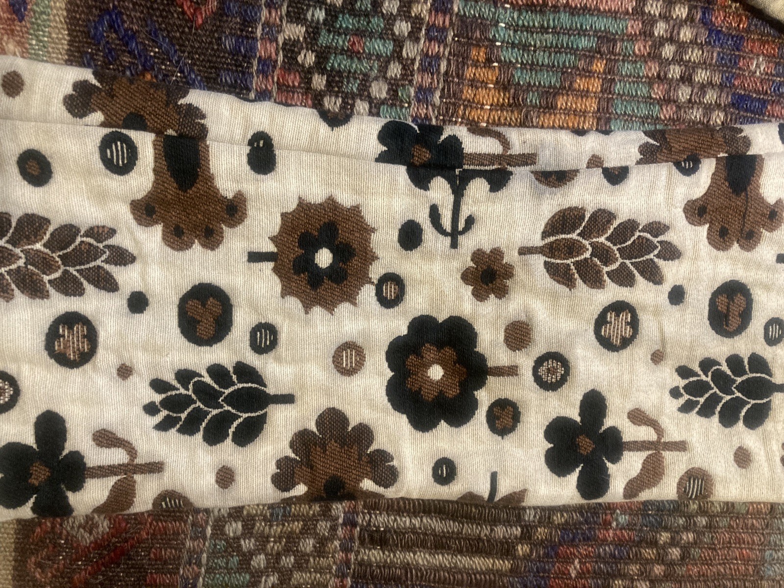 2pc Vest Pants suit Set Womens S Brown Tapestry bell bottom 70s Floral Vtg daisy