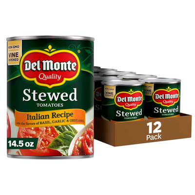 Italian Recipe Stewed Tomatoes with the Flavors of Basil, Garlic & Oregano, 14.5