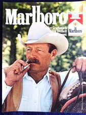 Marlboro Zigaretten, originale Werbung aus 1979  Cowboy  Gro&szlig;aufnahme
