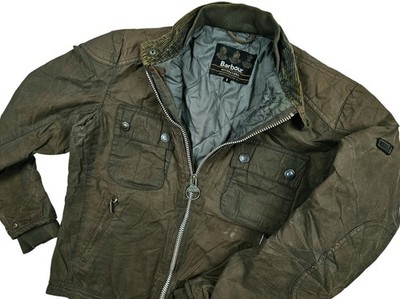 *HOT Men BARBOUR OIL GANGSTER BIKER CAFE QUILTED LINED GRAY BROWN WAXED  Jacket S