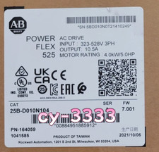25BD010N104 Brand New Allen Bradley 25B-D010N104 PowerFlex 525 4kW 5Hp AC Drive