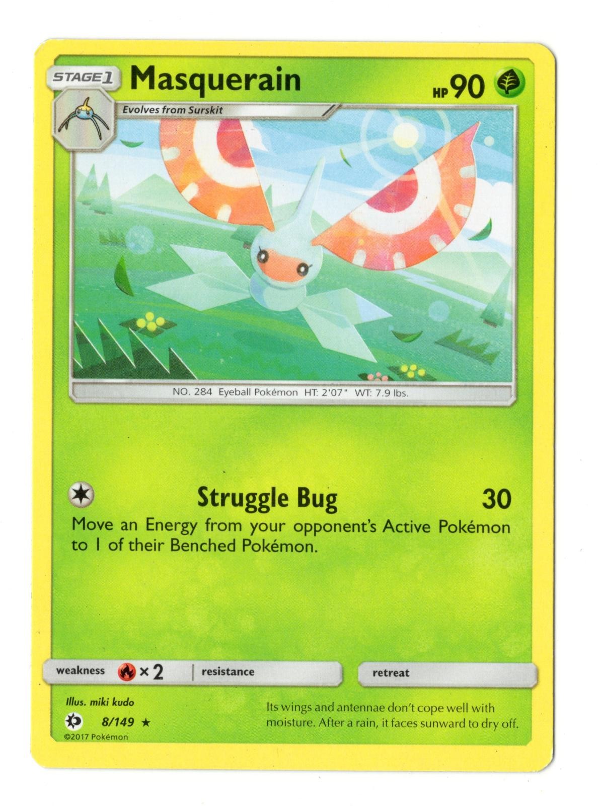 Masquerain 8/149 Rare SM Base Set Pokemon Lightly Played