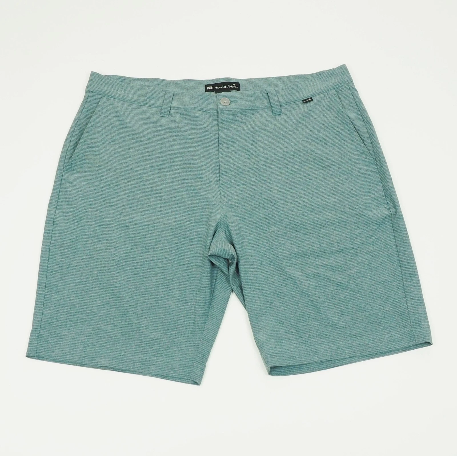 New Travis Mathew Sand Harbor Golf Chino Shorts Mens 40 Teal Blue Striped Active