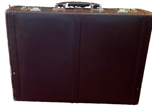 Brown 17" Hard-Sided briefcase Attache w/ Combination Lock Vintage 