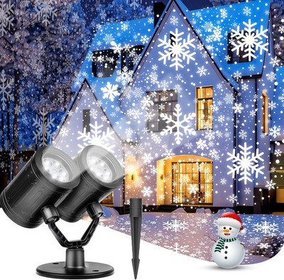 2025 Upgraded Snowflake Christmas Projector Lights Outdoor, Dual 