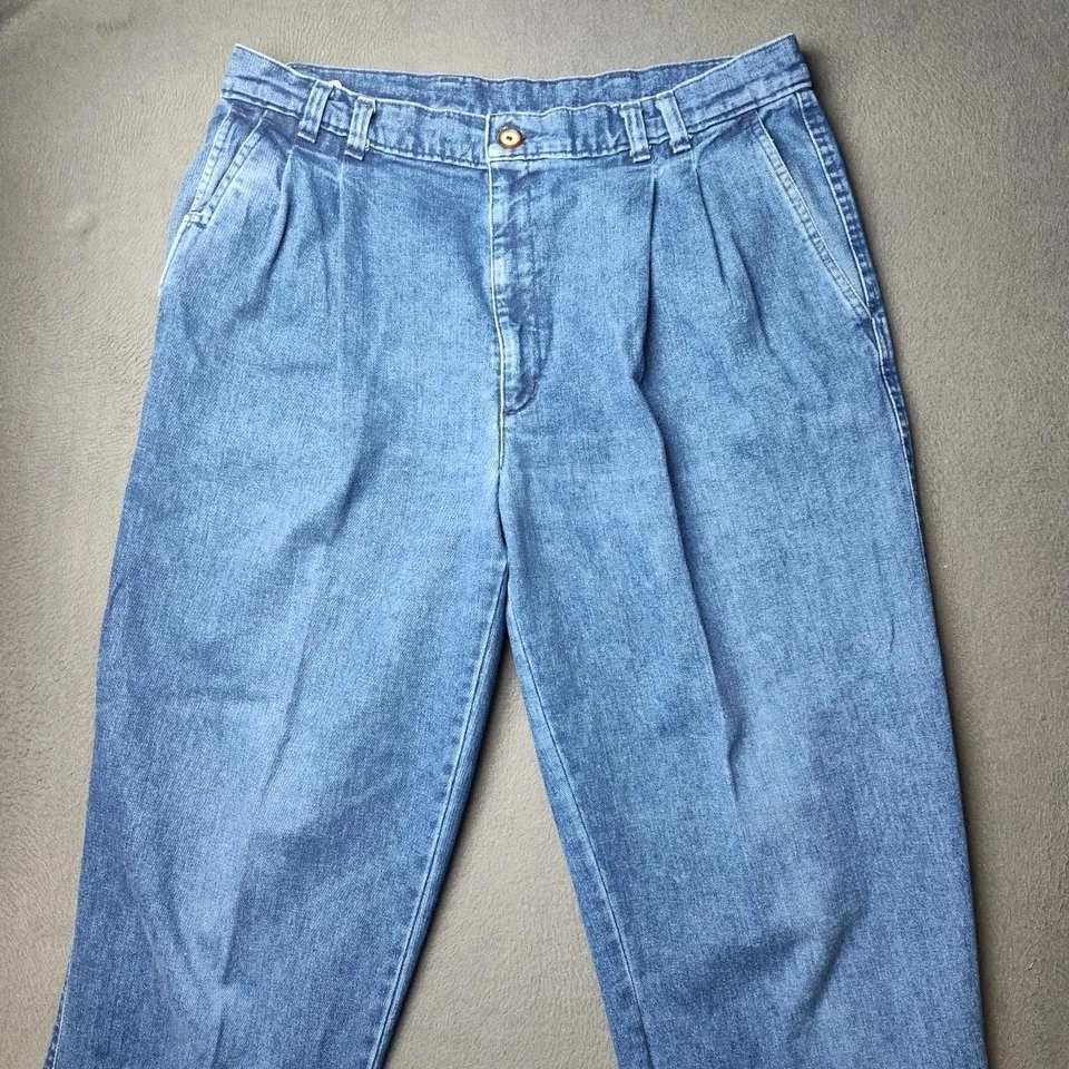 Pantalones Dockers De Colección Para Hombre 38x32 Azul Plisado Hecho en EE. UU. Chino Pierna Recta Años 90 Foto 2 de 4