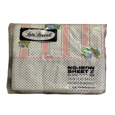 Lady Pepperell Twin Size Flat Sheet Vintage Bouquets & Pindots DEADSTOCK