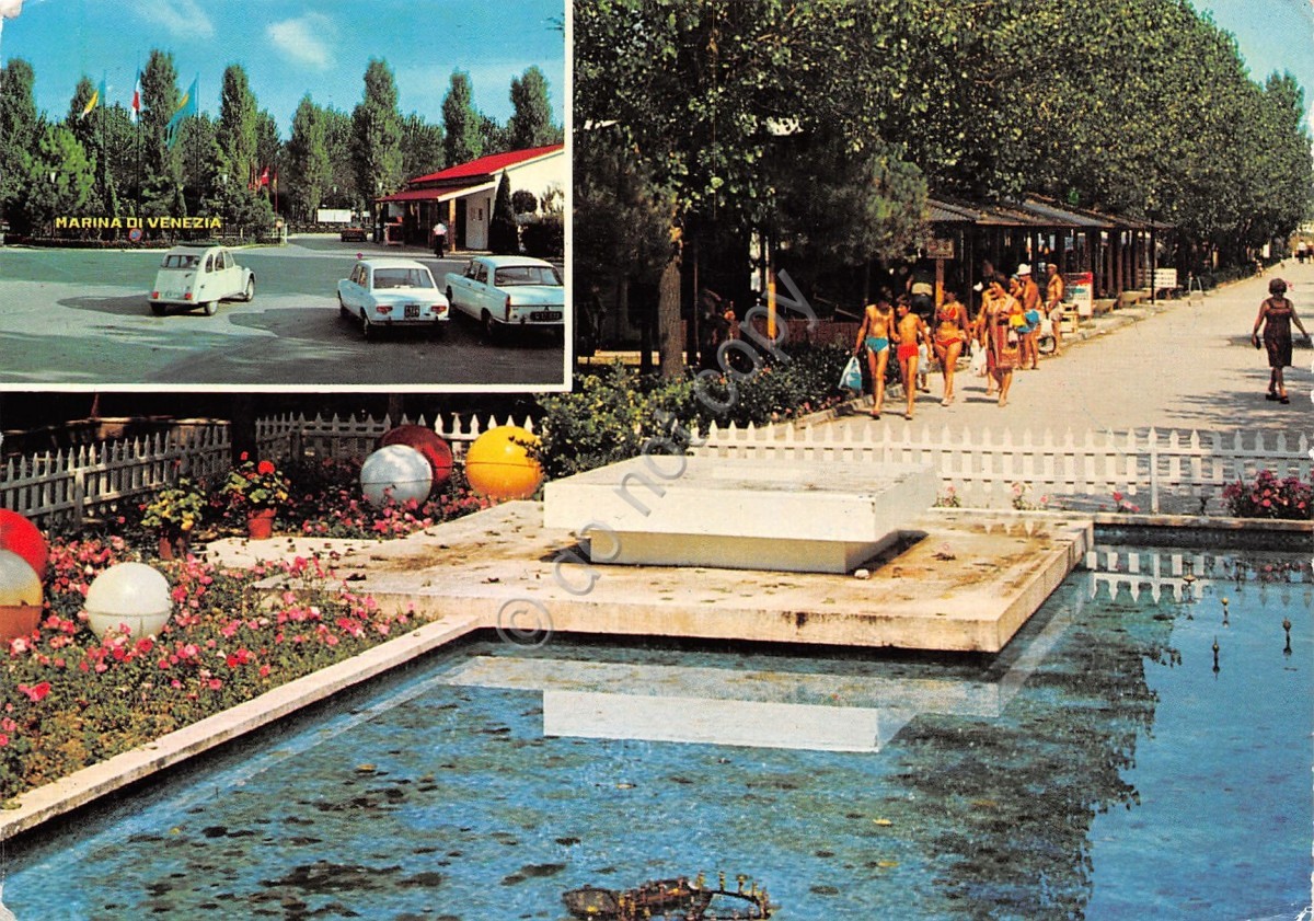 Cartolina Venezia Lido Punta Sabbioni Camping Marina di Venezia Vedutine 1979