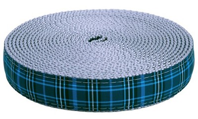 Country Brook Design  3/4 Inch Navy Plaid on Silver Nylon Webbing, 10 Yards