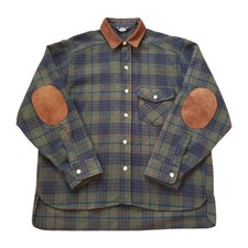 Vintage 80s Woolrich Plaid Wool XL Mens Flannel Suede Collar Elbows Button Shirt