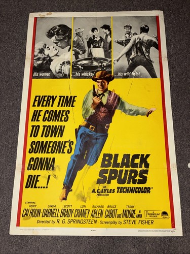 BLACK SPURS original 1965 27x41 one sheet movie poster RORY CALHOUN/TERRY MOORE