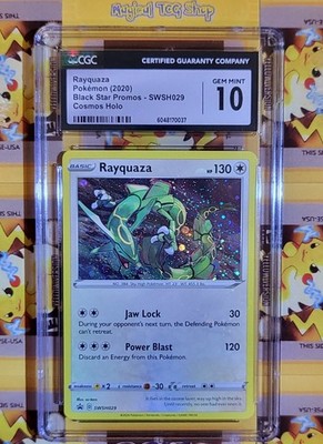 Pokemon Rayquaza Black Star Promo SWSH029 Holo Swirl Holo Bleed