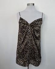 Victoria  s Secret Satin Leopard Animal Print Slip Dress Nightgown Women's Sz M