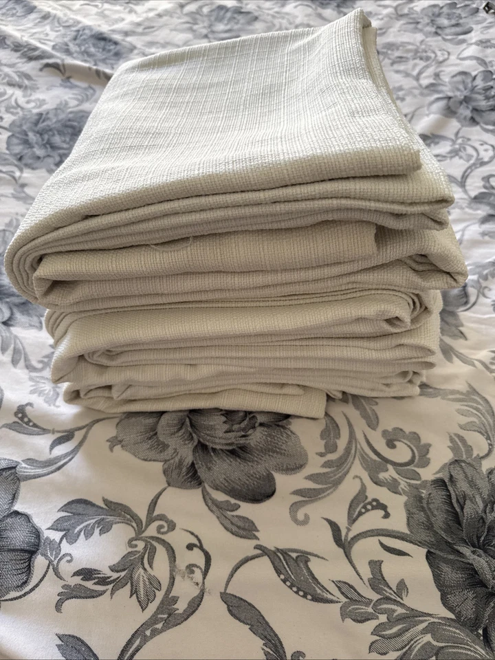 Pottery Barn White Textured Blend Curtain Cotton Blend Classic 96 X50 3 Panels - Image 3 of 4