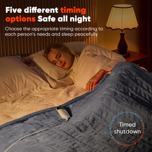 Heated Blanket Electric Throw 50"X60", Heating Blanket with 10 Heat Levels 1/... - Picture 4 of 7