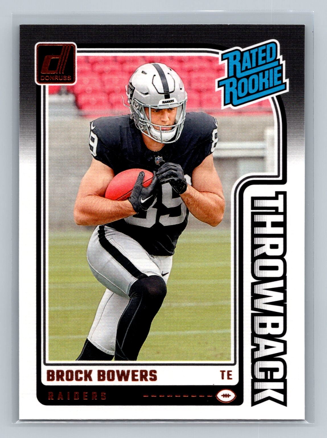 Brock Bowers 2024 Donruss #45 Rated Rookies Throwback Las Vegas Raiders