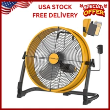 12" Battery Operated Floor Fan for Dewalt 20V Max Battery, Portable Fan with AC 