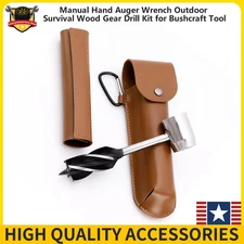 Manual Hand Auger Wrench Outdoor Survival Wood Gear Drill Kit for Bushcraft Tool