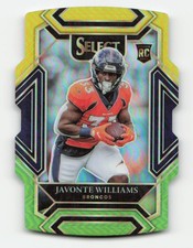 2021 Panini Select #257 Javonte Williams Green and Yellow Prizm Die Cut