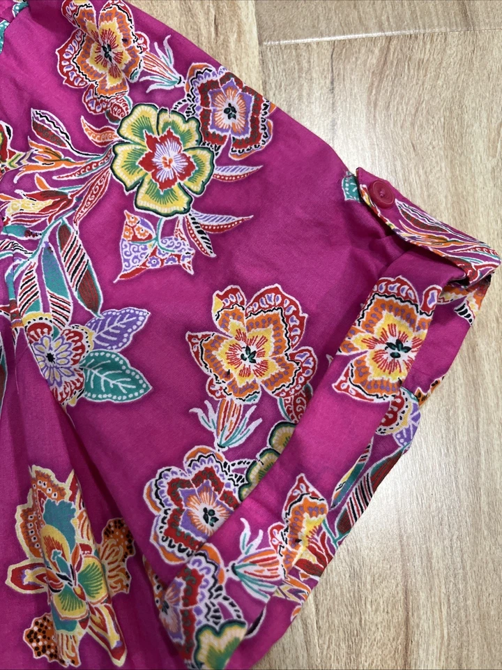 Jones New York Women’s Top Shirt Blouse Size XL Button Up Pink Floral Collared - Image 4 of 4