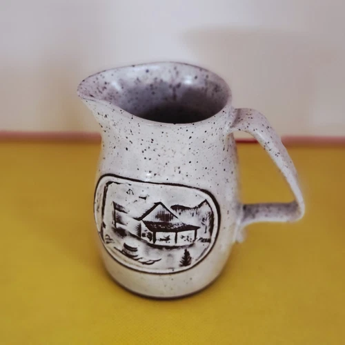 Vintage Onion River Speckled Pottery Syrup/Creamer - Made In Vermont