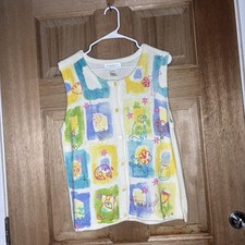 Vintage women  s Susan Bristol vest with cats and Flowers Accents size L