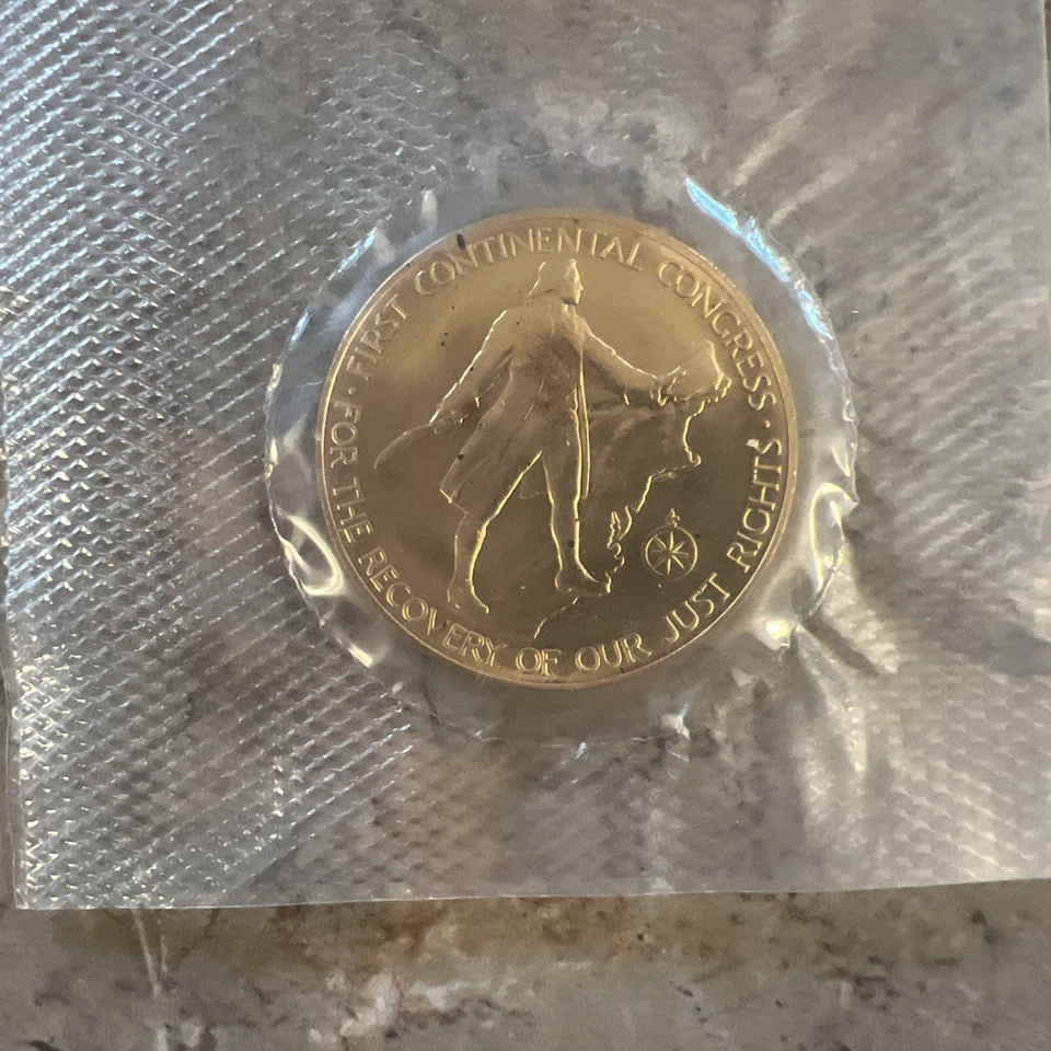 1974 American Revolution Bicentennial Bronze Medallion PROOF Coin FDC JOHN ADAMS - Image 3 of 4