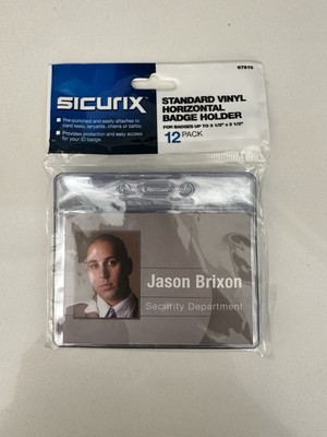 Sicurix Badge/Card Holder, 12 Pack, Horizontal, Holds Badge Up To 3.5'' x 2.5'' - 