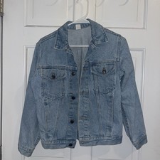 Vintage Denim Jacket Light Wash 90s Youth Kids Unisex Large 100 Cotton