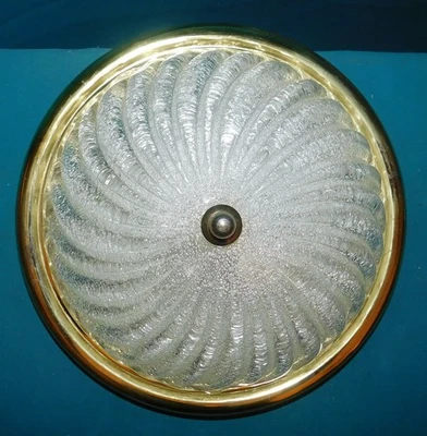 APPLIQUE ou PLAFONNIER HOLOPHANE ROND EN VERRE GIVRE ø 20cm dlg KALMAR LIMBURG - Photo 1/4