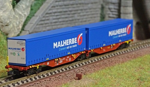 REE Modèles NW209 Wagon Porte-conteneurs Sggmrss 90 TOUAX SNCF - échelle N