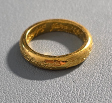 Lord of the Rings The One Ring Replica Gold Tone Inscription Band/Ring - Size 7
