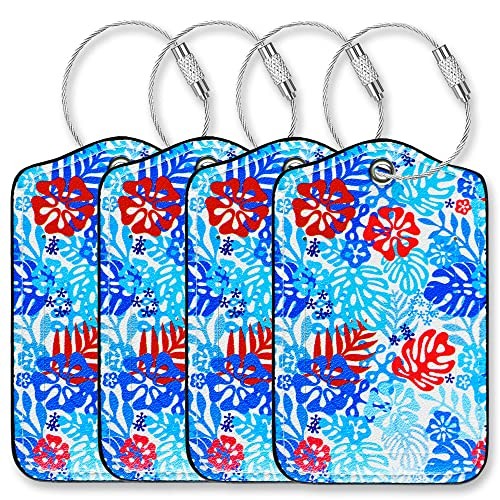 Tags For Suitcases-leather Luggage Tag 4 Pack Hawaii Tropical Plant