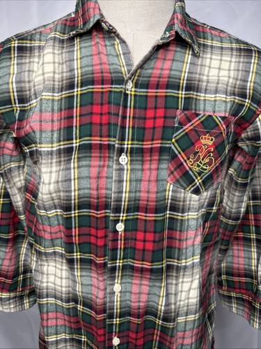 Ralph Lauren Womens Flannel Night Shirt M Plaid Pajamas PJ Button Embroided Logo - Picture 2 of 6