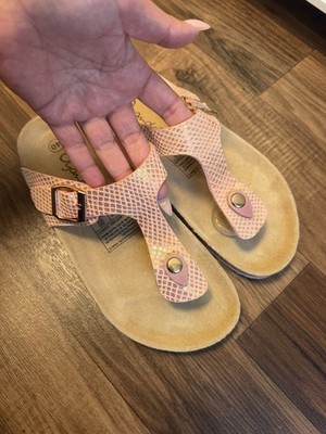 Oyanda Damen Zehentrenner-Sandalen Rosa/Beige Schlangenmuster Schnalle 40