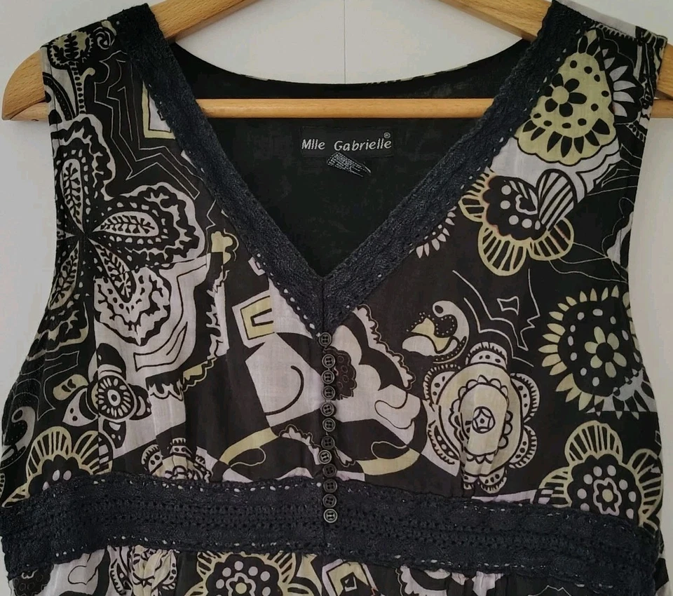 Maxi Vestido De Colección Y2K Floral Cachemira Talla L Crochet Abstracto Artístico Laganlook Foto 3 de 4