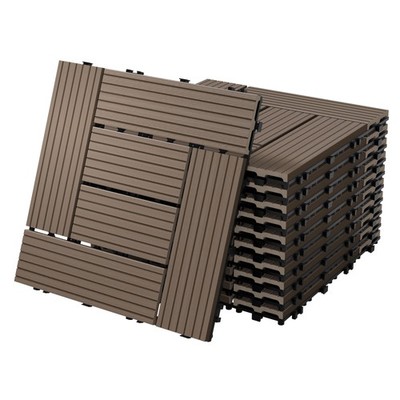 33er Set WPC Terrassenfliesen Balkonfliese Holz Klickfliese Mosaik 30x30cm 3m²