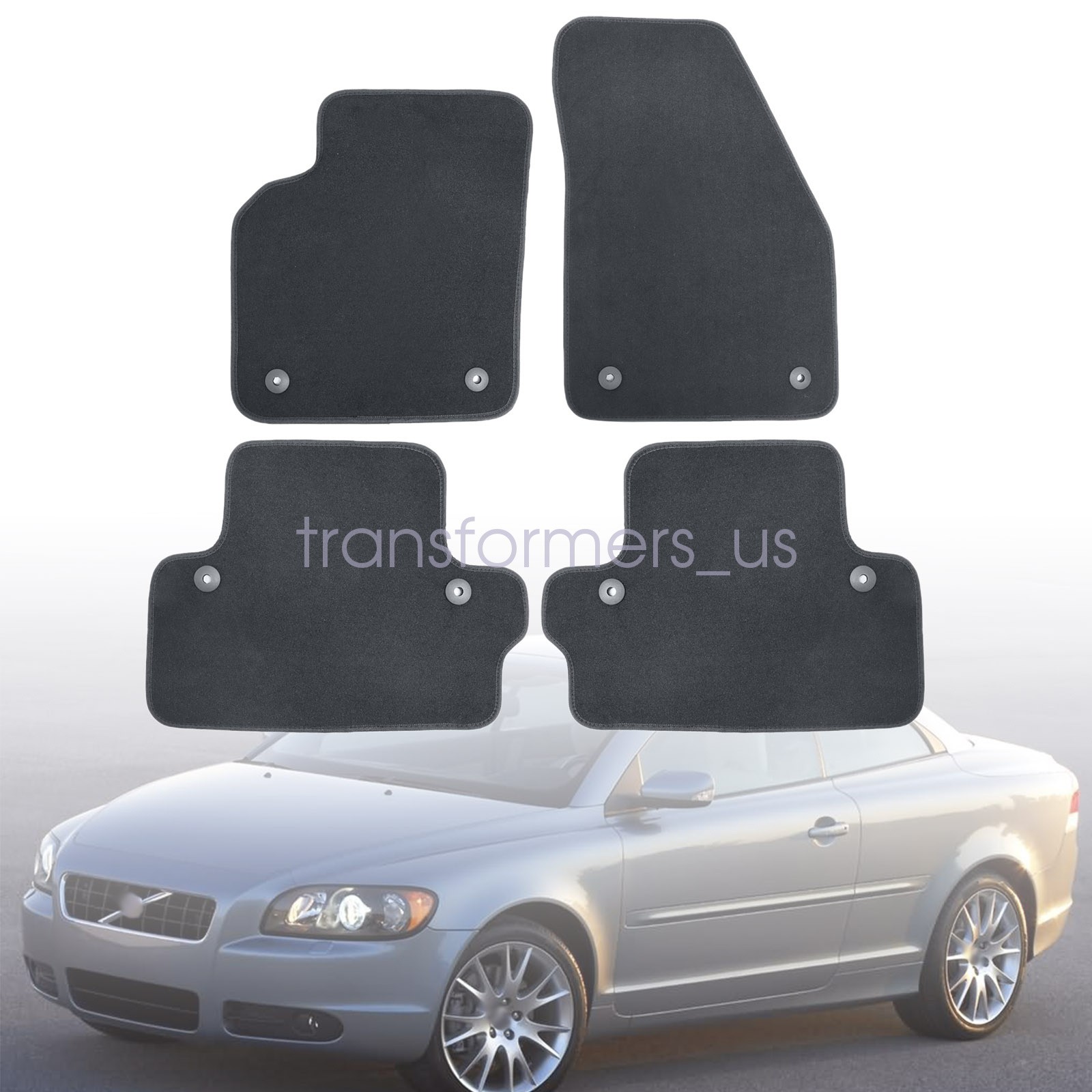 2006-2013 For Volvo C70 Front & Rear Velour Floor Mats Carpet Anti-Slip Black